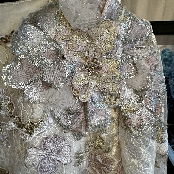 Mac Duggal 11174 FLORAL EMBROIDERED LACE TRUMPET GOWN Blush/pink size 14 - Picture 8 of 10